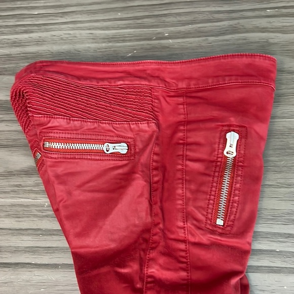 ISABEL MARANT POUR H&M RED WAXED MOTO BIKER PANTS SIZE 6 - Picture 11 of 16